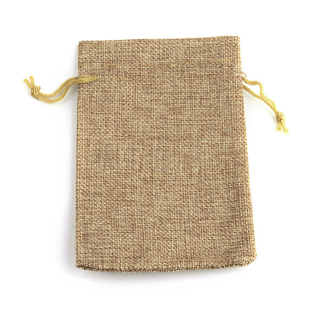 Polyester Imitation Burlap Packing Pouches Drawstring Bags ABAG-R005-14x10-15-1