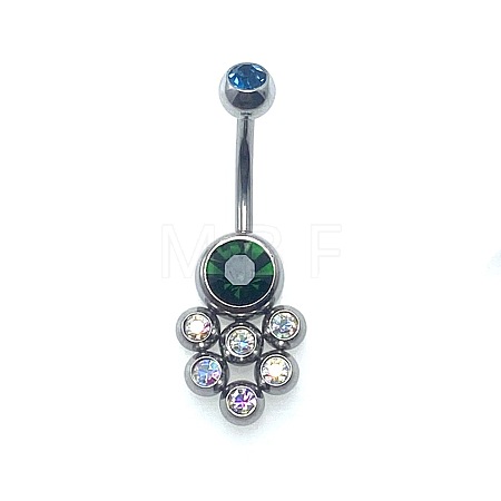 304 Stainless Steel Pave Colorful Cubic Zirconia Curved Barbell Belly Rings FS-WG9F3DF-01-1