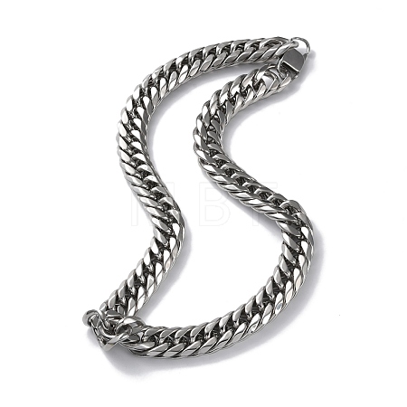 Non-Tarnish 304 Stainless Steel Cuban Link Chain Necklaces NJEW-P288-19P-1