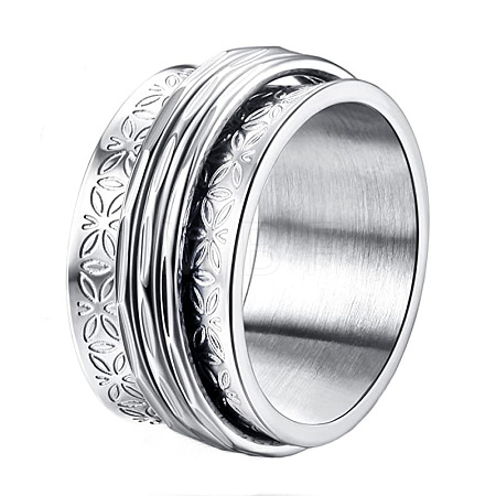 Retro Rotatable 304 Stainless Steel Finger Rings FS-WG84C22-08-1