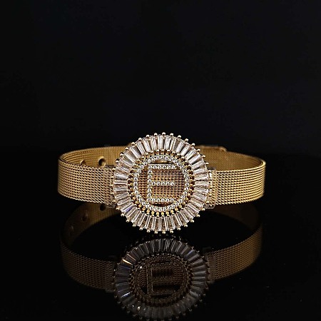 Brass Micro Pave Clear Cubic Zirconia Bangles for Women FS-WGA7409-05-1