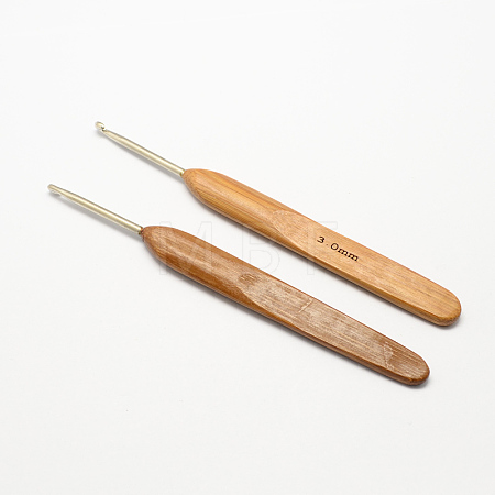 Bamboo Handle Iron Crochet Hook Needles TOOL-R034-3.0mm-1