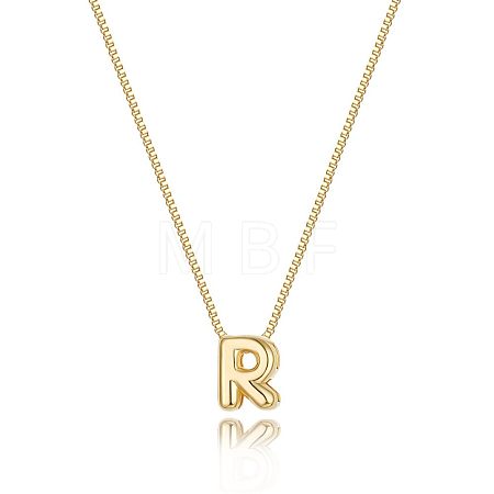 Brass Initial Pendant Box Chain Necklaces for Women FS-WG5C822-18-1