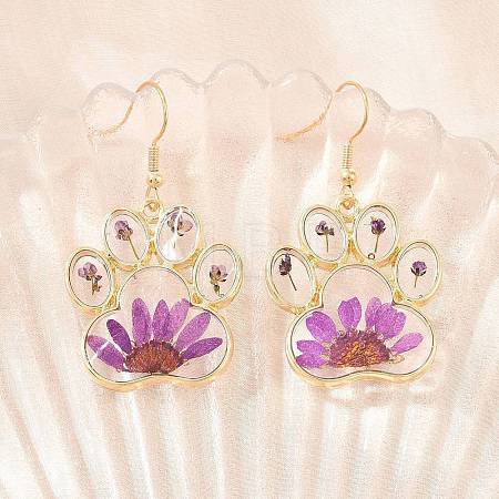 Alloy & Dried Flower Dangle Earrings AL-Z001-06G-1