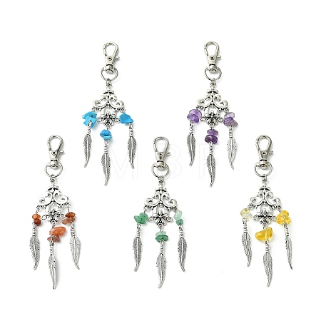Natural Green Aventurine & Amethyst & South Red Agate & Synthetic Turquoise & Lampwork Pendant Decorations HJEW-JM04938-1