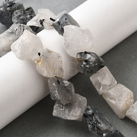 Natural Tourmalinated Quartz Beads Strands G-S386-C15-1