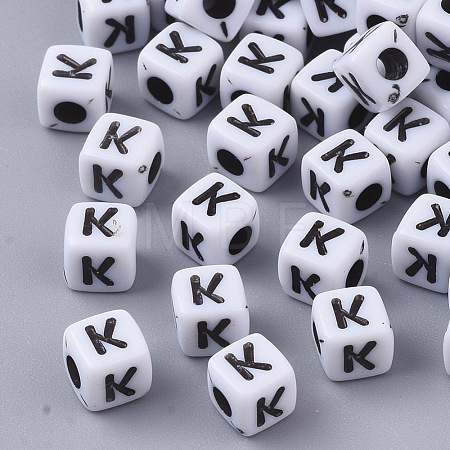 White Opaque Acrylic Beads MACR-R869-02K-1