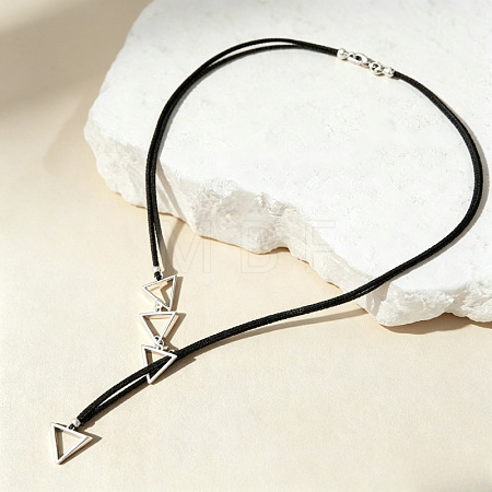 Adjustable Alloy Triangle Imitation Leather Cord Lariat Necklaces WGC01CF-01-1