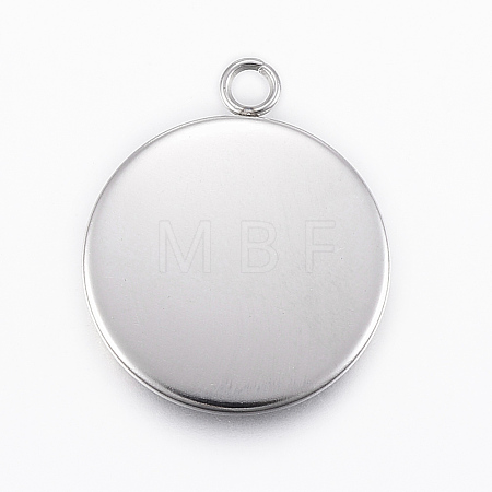 Tarnish Resistant 304 Stainless Steel Pendant Cabochon Settings X-STAS-E146-18P-18mm-1