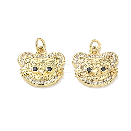 Brass Micro Pave Clear Cubic Zirconia Pendants KK-T085-21E-G-1