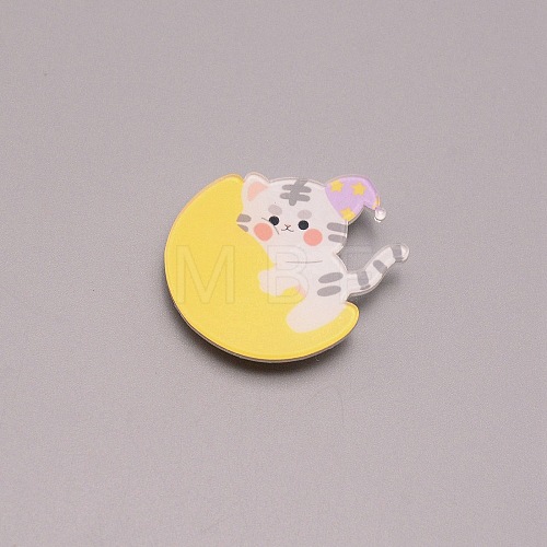 Tiger with Moon Chinese Zodiac Brooch Pin JEWB-TAC0008-04-1