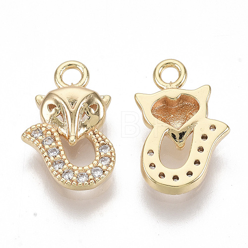 Brass Micro Pave Clear Cubic Zirconia Charms KK-S355-017-NF-1