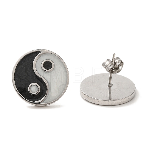 304 Stainless Steel Yin Yang Stud Earrings EJEW-C114-09P-1