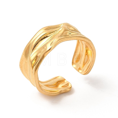 Ion Plating(IP) 304 Stainless Steel Twist Open Cuff Ring for Women X-RJEW-E063-24G-1