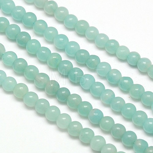 Natural Amazonite Round Bead Strands G-N0081-4mm-17-1