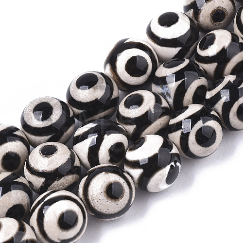 Tibetan Style 3-Eye dZi Beads Strands TDZI-R001-01-1