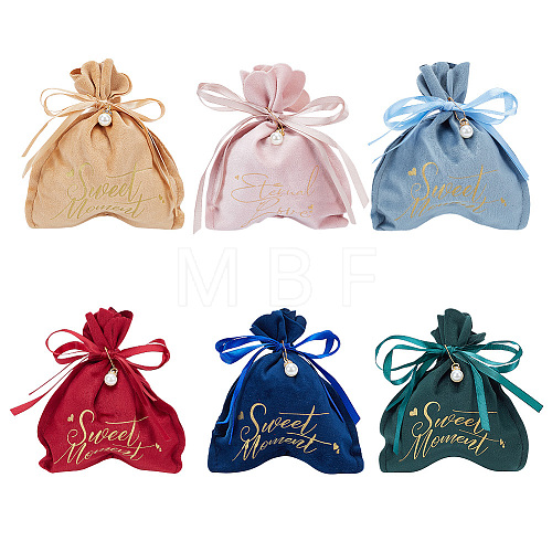 6 Sets 6 Colors Velvet Jewelry Drawstring Gift Bags ABAG-BC0001-46-1