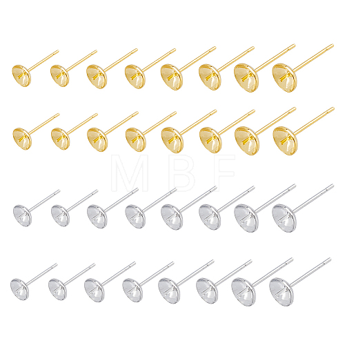 32Pcs 8 Style Rack Plating Brass Stud Earring Findings KK-FH0005-67-1