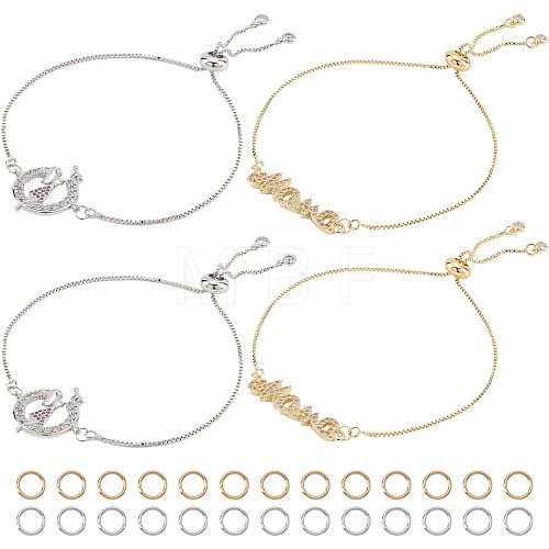  12Pcs 4 Colors Half Finished Rack Plating Brass Chain Bracelets KK-NB0002-71-1