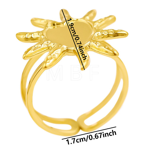 Stylish Sun Shape 304 Stainless Steel Cuff Adjustable Ring for Women DD6056-2-1