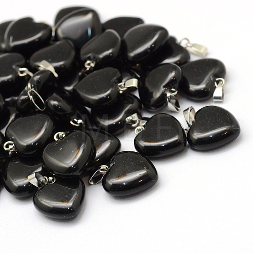 Heart Natural Obsidian Pendants G-Q371-17-1