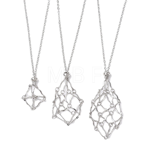 3Pcs 3 Sizes Stainless Steel Macrame Pouch Empty Stone Holder for Necklace Makings NJEW-JN04825-1