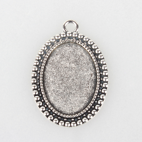 Tibetan Style Alloy Pendant Cabochon Settings X-TIBEP-N003-37AS-1