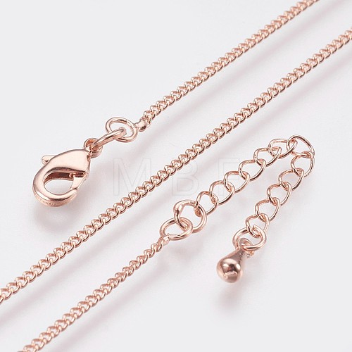Long-Lasting Plated Brass Curb Chain Necklaces NJEW-K112-07RG-NF-1