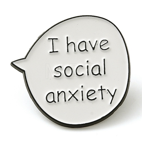 Word I Have Social Anxiety Alloy Enamel Pins JEWB-U009-08C-1