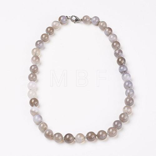 Natural Dyed Agate Beads Necklaces NJEW-F139-6mm-02-1