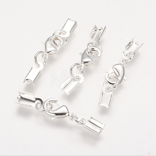 Clip Ends With Lobster Claw Clasps KK-G144-S-1