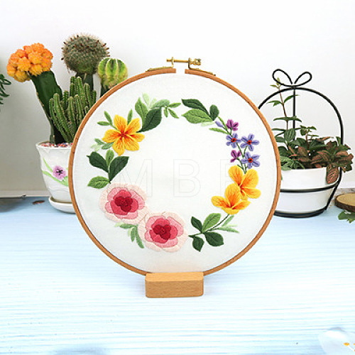 Flower Pattern DIY Embroidery Kit DIY-P077-115-1