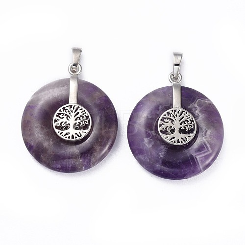 Natural Amethyst Pendants G-F640-E06-1