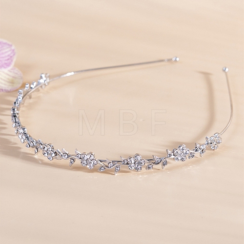 Flower Metal Rhinestone Thin Hair Bands PW-WGA0716-02-1