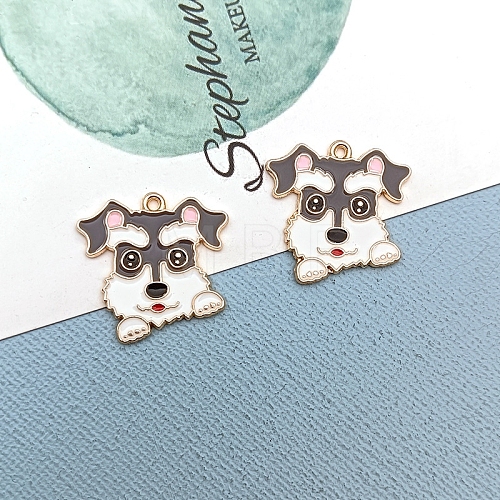 Alloy Enamel Puppy Pendants PW-WG22495-03-1