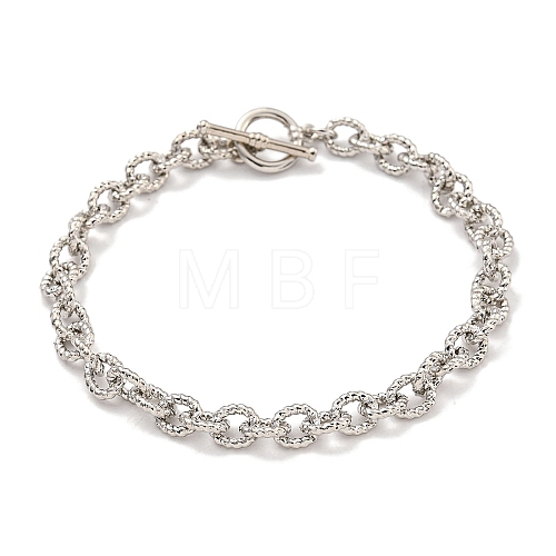 Twist Brass Cable Chain Bracelets for Women BJEW-G703-05P-1