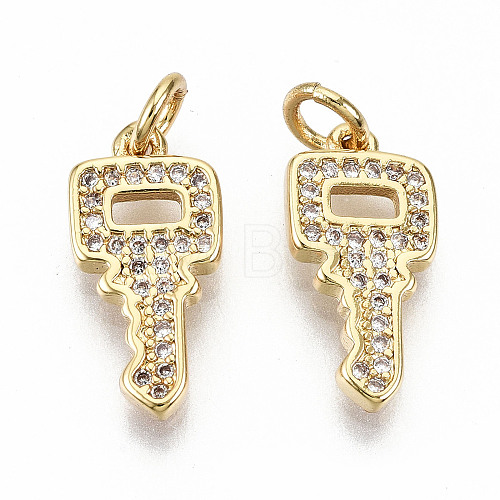 Brass Micro Pave Clear Cubic Zirconia Pendants ZIRC-S067-153-NF-1