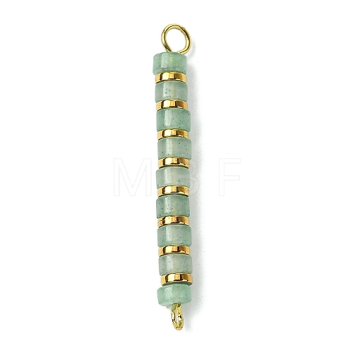 Natural Green Aventurine & Electroplated Synthetic Non-magnetic Hematite Heishi Connector Charms PALLOY-JF03291-02-1