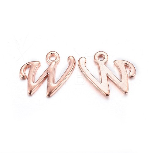 Rose Gold Plated Alloy Letter Pendants X-PALLOY-J718-01RG-W-1