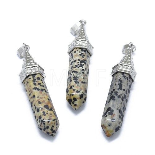 Natural Dalmatian Jasper Pointed Pendants G-G795-01P-24-1