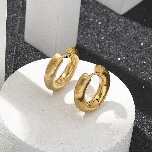 Frosted 304 Stainless Steel Huggie Hoop Earrings for Women EJEW-C096-32F-G-1