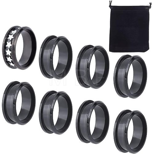 Unicraftale 10Pcs Stainless Steel Grooved Finger Ring Settings STAS-UN0039-22E-1