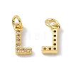 Real 18K Gold Plated Brass Micro Pave Clear Cubic Zirconia Charms KK-E068-VB452-L-1