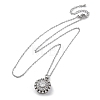 Brass Clear Cubic Zirconia Rotatable Sunflower Pendant Necklaces for Women NJEW-C067-05P-4