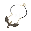 Gothic Style Alloy Flying Dragon Pendant PU Leather Cord Necklaces NJEW-L050-01AG-3