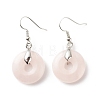 Natural Rose Quartz Donut Dangle Earrings EJEW-G300-01P-01-2