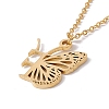 Initial Letter with Butterfly Pendant Necklace NJEW-C026-01G-F-3