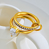 304 Stainless Steel & Clear Cubic Zirconia Finger Rings WG6CB4B-05-1