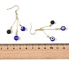 Handmade Lampwork Evil Eye and Natural Lava Rock Beads Dangle Earrings EJEW-JE07449-5