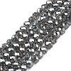 Electroplate Transparent Glass Beads Strands EGLA-J025-F17-01-1